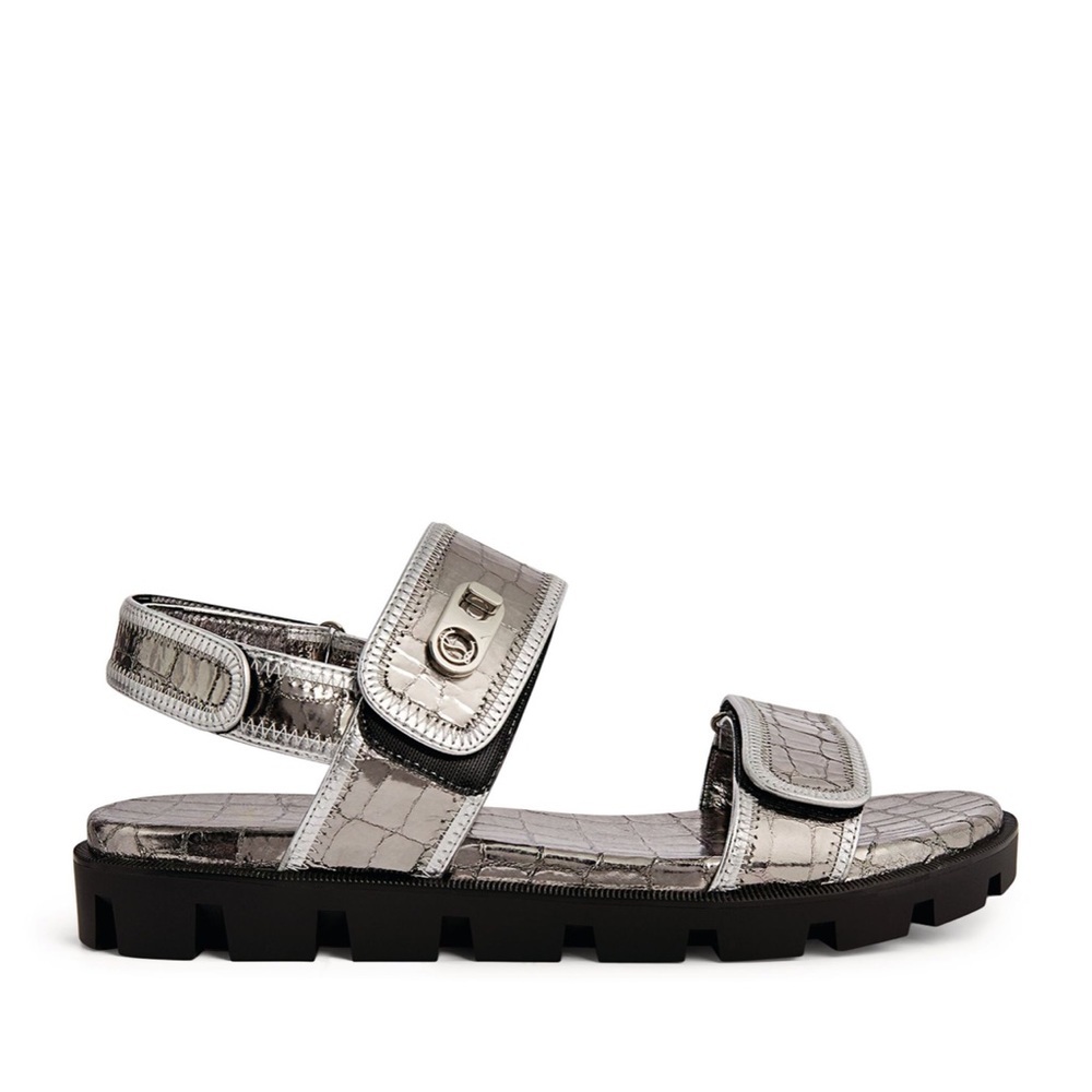 Authentic Christian Louboutin Lock Cool Embossed Leather Dad Sandals BNIB 38.5